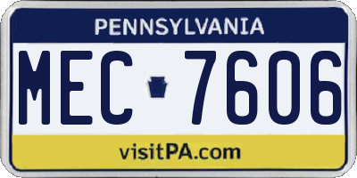 PA license plate MEC7606