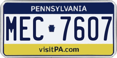 PA license plate MEC7607
