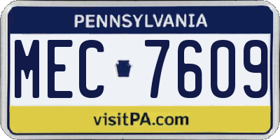 PA license plate MEC7609