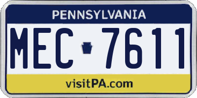PA license plate MEC7611