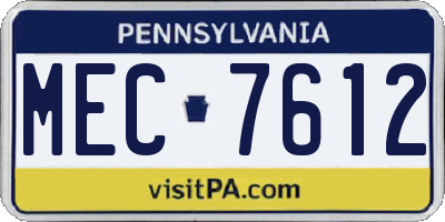 PA license plate MEC7612