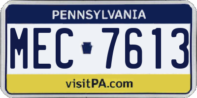 PA license plate MEC7613