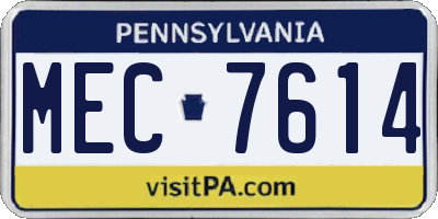 PA license plate MEC7614