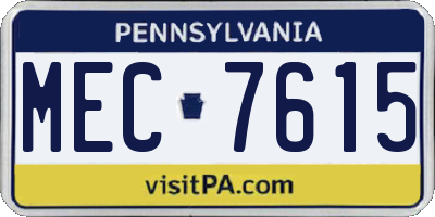 PA license plate MEC7615
