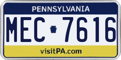 PA license plate MEC7616