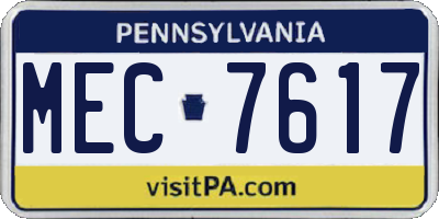 PA license plate MEC7617