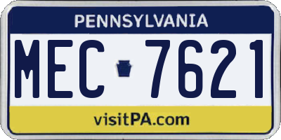 PA license plate MEC7621