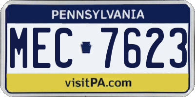 PA license plate MEC7623