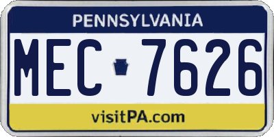 PA license plate MEC7626