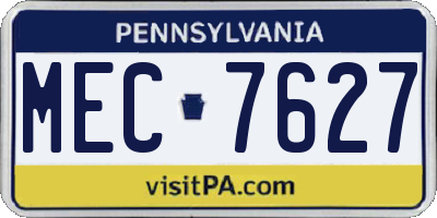 PA license plate MEC7627