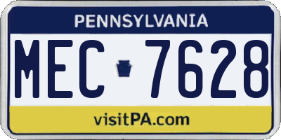 PA license plate MEC7628