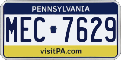 PA license plate MEC7629