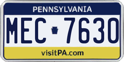 PA license plate MEC7630