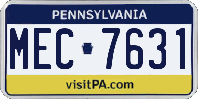 PA license plate MEC7631
