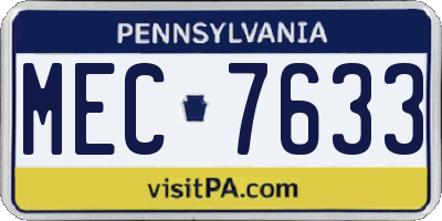 PA license plate MEC7633