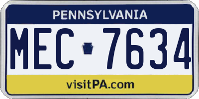 PA license plate MEC7634