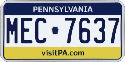 PA license plate MEC7637