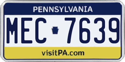 PA license plate MEC7639