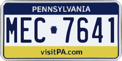PA license plate MEC7641