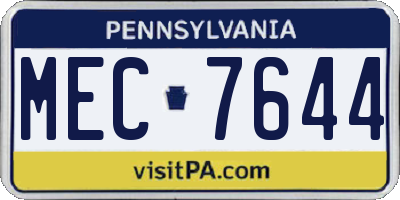 PA license plate MEC7644