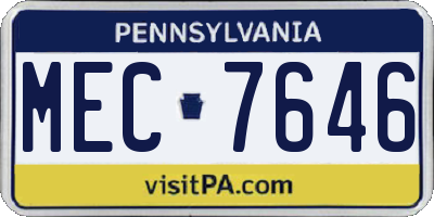 PA license plate MEC7646
