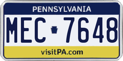 PA license plate MEC7648