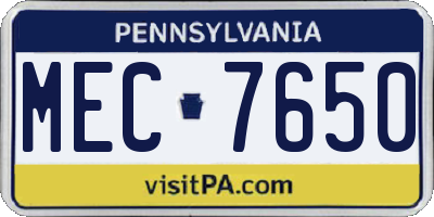 PA license plate MEC7650