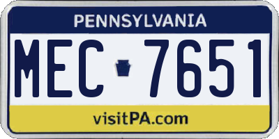PA license plate MEC7651