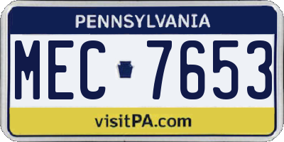 PA license plate MEC7653