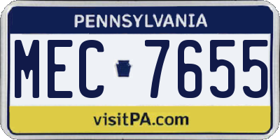 PA license plate MEC7655