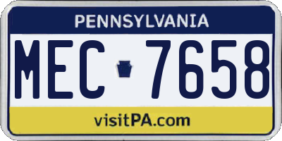 PA license plate MEC7658