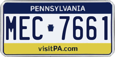 PA license plate MEC7661
