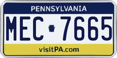 PA license plate MEC7665