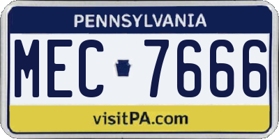 PA license plate MEC7666