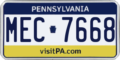 PA license plate MEC7668