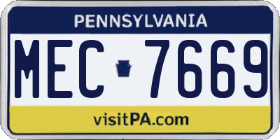 PA license plate MEC7669
