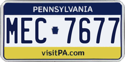 PA license plate MEC7677