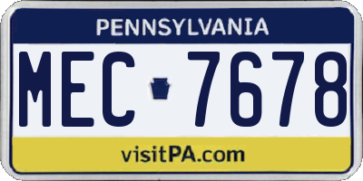 PA license plate MEC7678