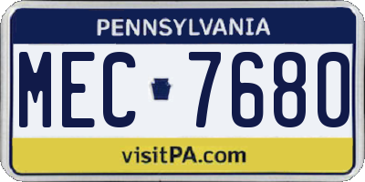 PA license plate MEC7680