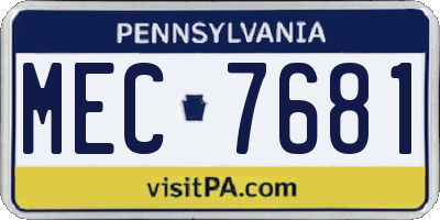 PA license plate MEC7681