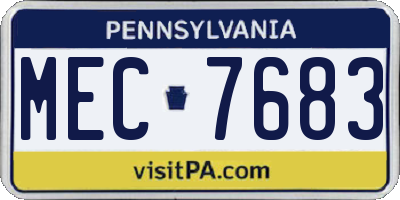 PA license plate MEC7683