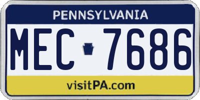 PA license plate MEC7686