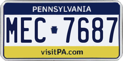 PA license plate MEC7687
