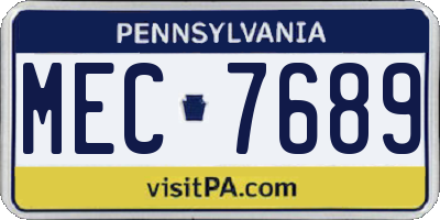 PA license plate MEC7689