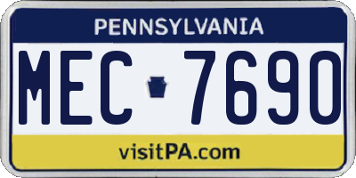 PA license plate MEC7690