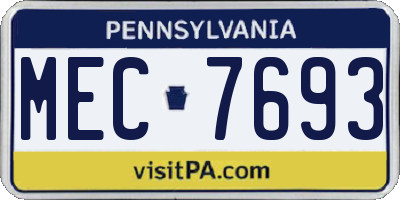 PA license plate MEC7693