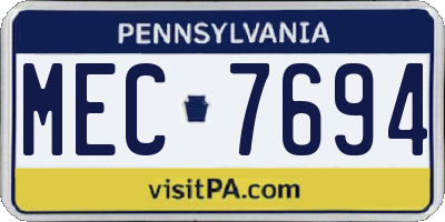 PA license plate MEC7694