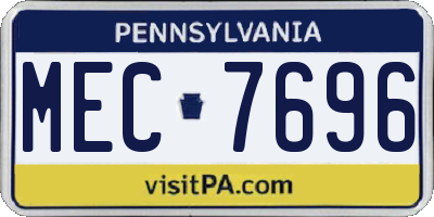 PA license plate MEC7696