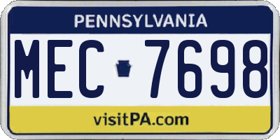 PA license plate MEC7698