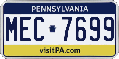PA license plate MEC7699